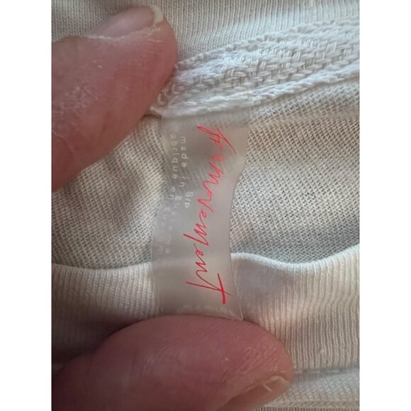 Free People White Oversized Long-Sleeve Shirt With Boho Print Detail Womens S - Picture 5 of 8